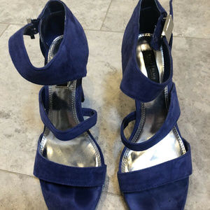 White House Black Market Blue Suede Heels - 6.5